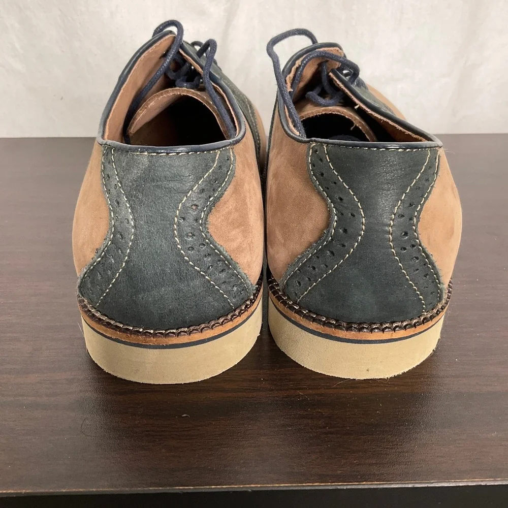 G.H. Bass Burlington Saddle Shoes Mens 11.5D Tan Navy Leather Oxford Lace Up VTG